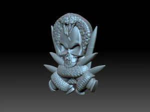 Skull and snake 3D Print Model