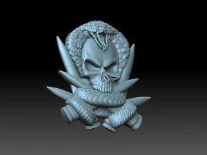 Skull and snake 3D Print Model