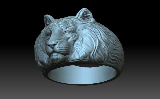 Head Tiger ring 3Dプリントモデル .c4d .max .obj .3ds .fbx .stl .blend 