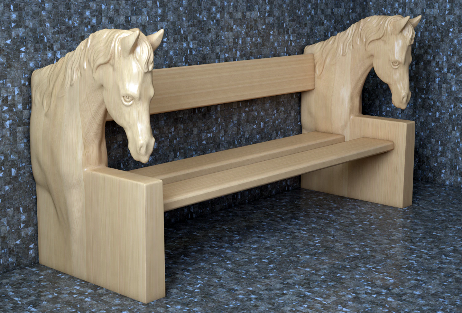 Horse bench 3D Print Model .c4d .max .obj .3ds .fbx .stl .blend 