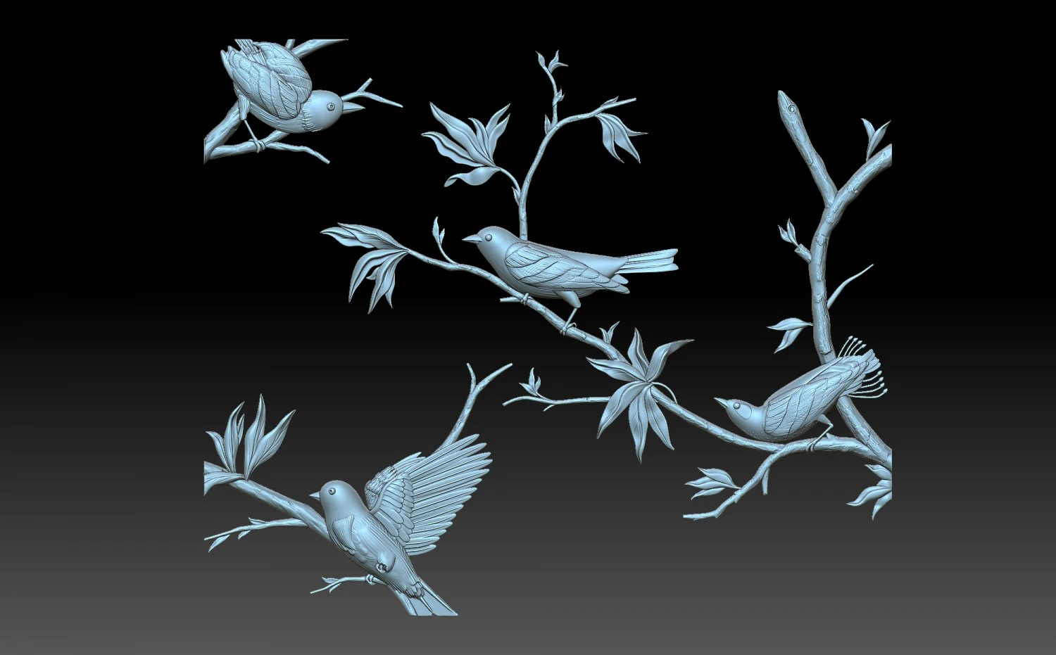 Birds 3D Print Model .c4d .max .obj .3ds .fbx .stl .blend