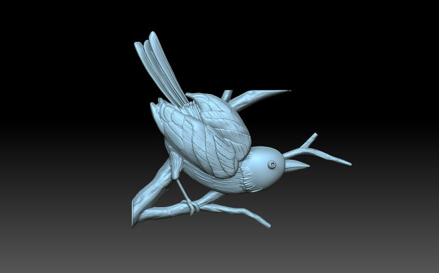 A bird on a branch 3D-printmodel .c4d .max .obj .3ds .fbx .stl .blend 