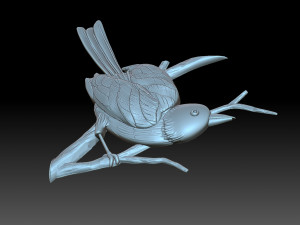 A bird on a branch 3D-printmodel