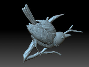 A bird on a branch 3D-printmodel