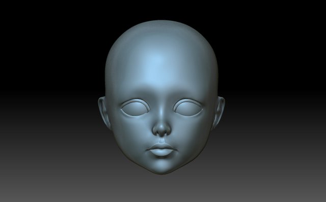 Doll head 3D 프린트 모델 .c4d .max .obj .3ds .fbx .stl .blend 