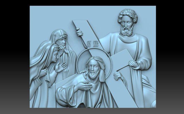 Jesus carries the cross 3D Baskı Modeli .c4d .max .obj .3ds .fbx .stl .blend 
