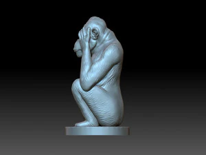 Monkey with his eyes closed 3D Print Model