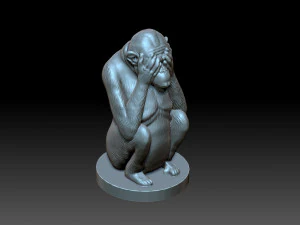 Monkey with his eyes closed 3D Print Model
