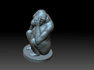 Monkey with his eyes closed 3D Print Model