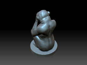 Monkey with his eyes closed Model Cetak 3D