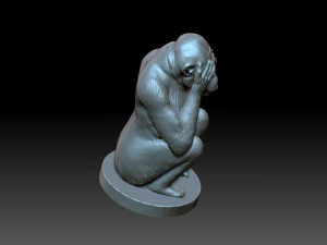 Monkey with his eyes closed 3D Print Model