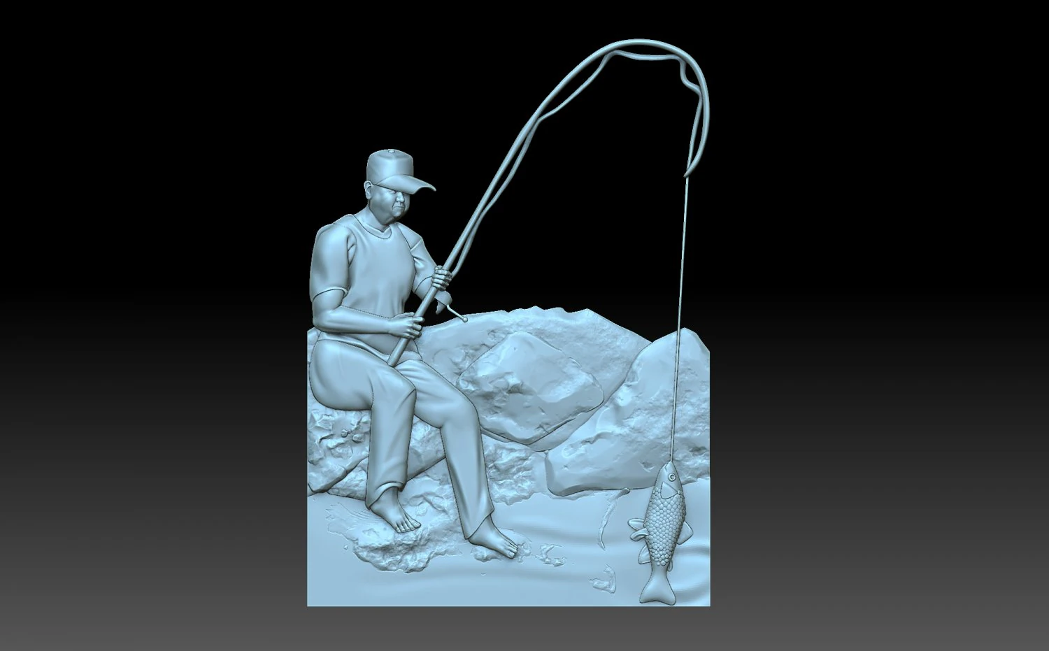 Fisherman 3D Print Model .c4d .max .obj .3ds .fbx .stl .blend 