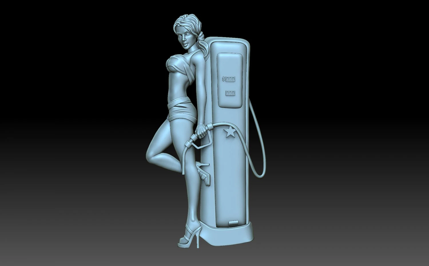 The girl at the gas station 3D Print Model .c4d .max .obj .3ds .fbx .stl .blend 
