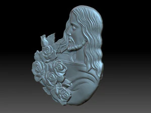 Jesus with flowers 3D Print Model