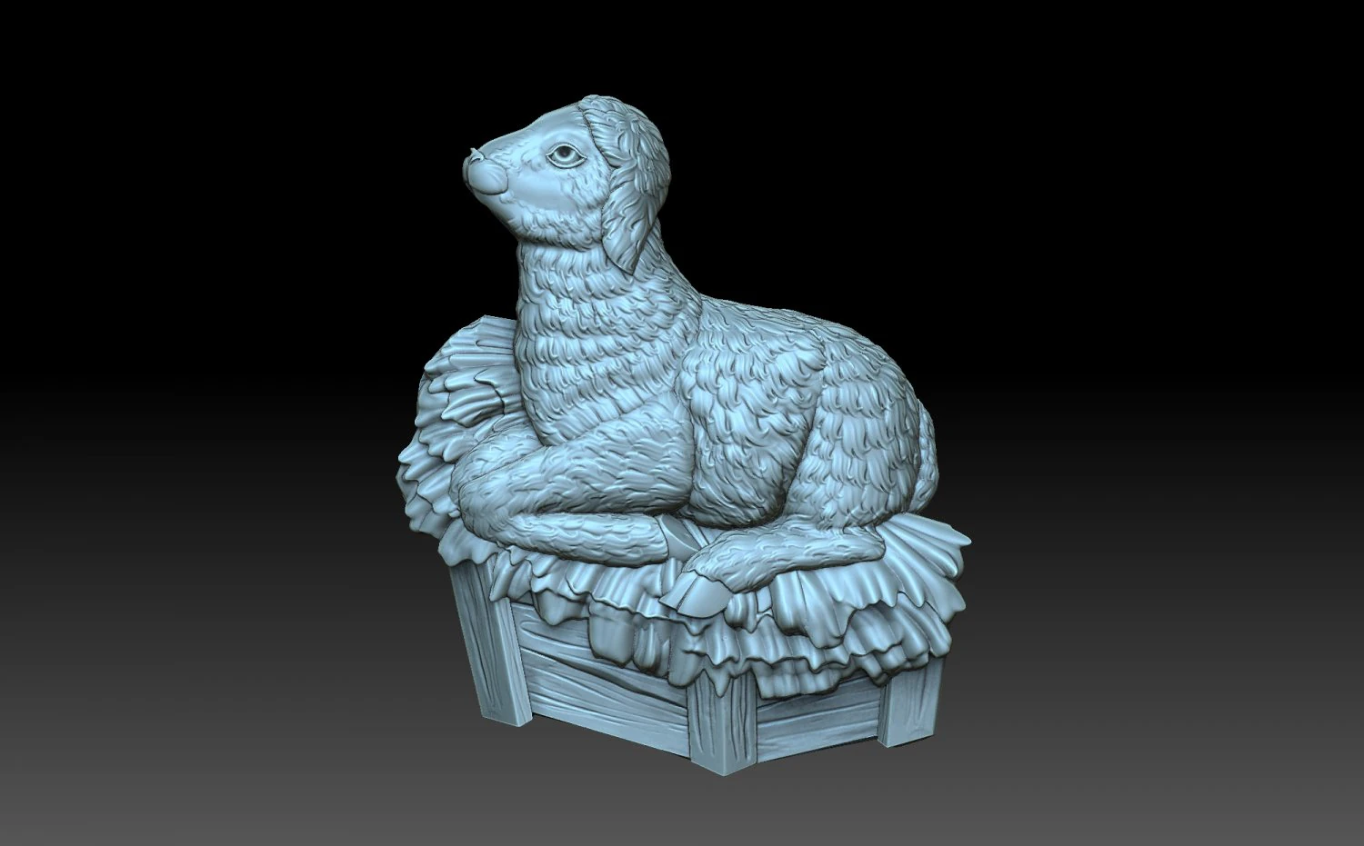 A sheep in the hay 3D Print Model .c4d .max .obj .3ds .fbx .stl .blend