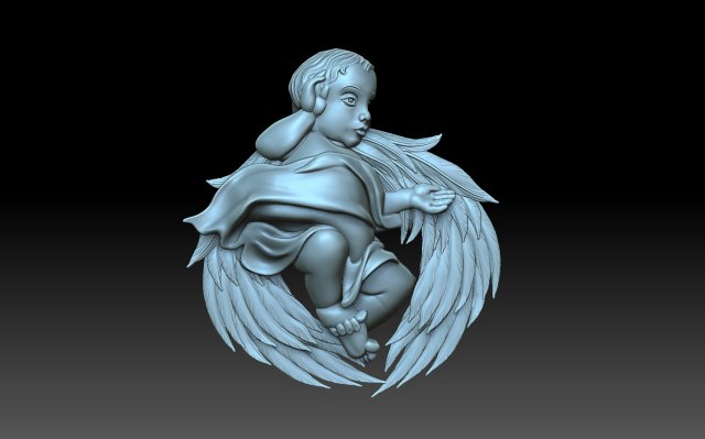Little angel with wings 3D Print Model .c4d .max .obj .3ds .fbx .stl .blend 