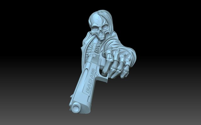 A skeleton with a gun 3D-printmodel .c4d .max .obj .3ds .fbx .stl .blend 