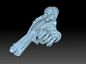 A skeleton with a gun 3D Print Model