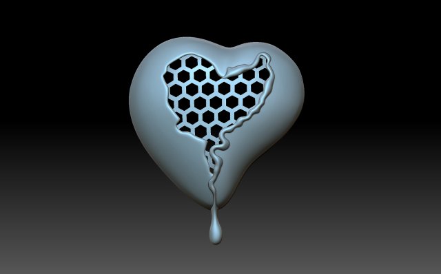 A honeycomb heart Model Cetak 3D .c4d .max .obj .3ds .fbx .stl .blend 