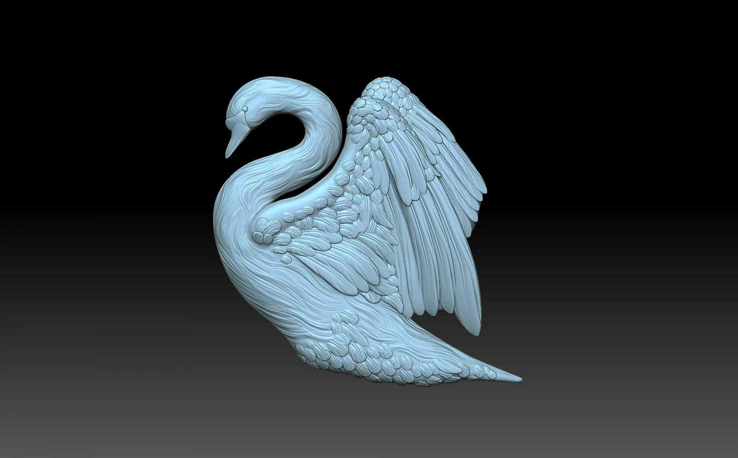 Swan with wings 3D Print Model .c4d .max .obj .3ds .fbx .stl .blend