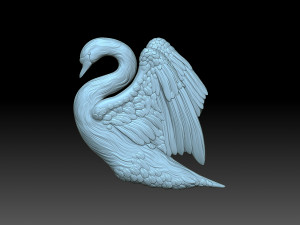 Swan with wings 3D Print Model