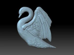 Swan with wings 3D Print Model