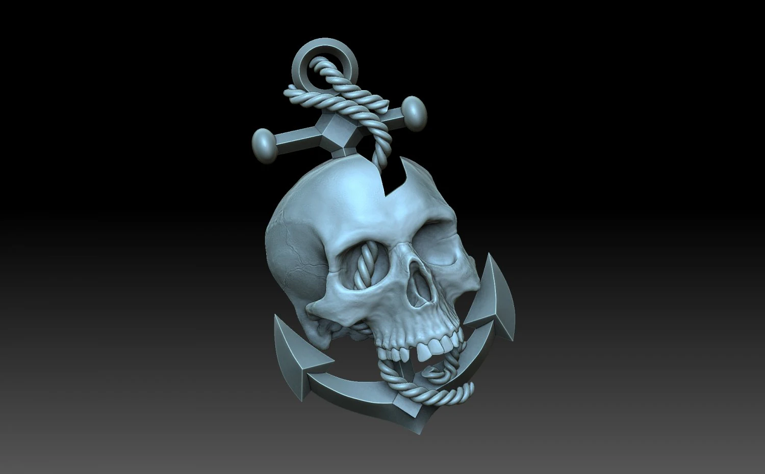 Relief skull and anchor 3D Print Model .c4d .max .obj .3ds .fbx .stl .blend