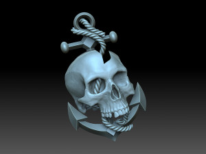 Relief skull and anchor 3D Print Model