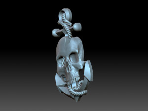 Relief skull and anchor Modèles 3D en vedette