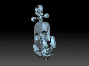 Relief skull and anchor 3D Print Model