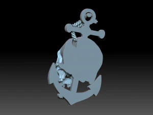 Relief skull and anchor 3D Print Model