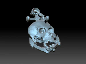Relief skull and anchor 3D Print Model