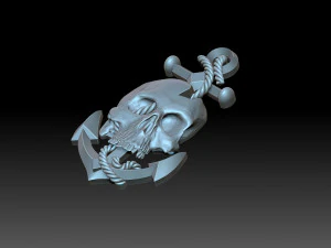 Relief skull and anchor 3D Print Model