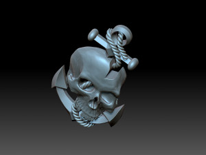 Relief skull and anchor Modèles 3D en vedette