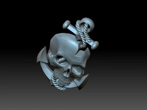 Relief skull and anchor 3D Print Model