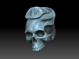 Teschio con una rosa Modello di stampa 3D
