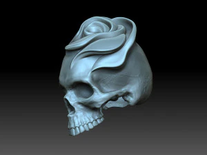 Skull with a rose 3D Print Model