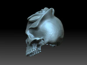 Skull with a rose 3D Print Model