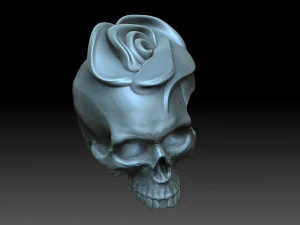 Skull with a rose 3D Print Model