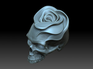 Skull with a rose 3D Принт Модель