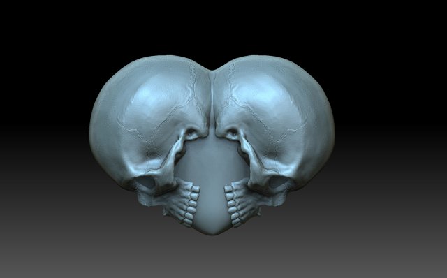 Heart with skulls Model do druku 3D .c4d .max .obj .3ds .fbx .stl .blend 