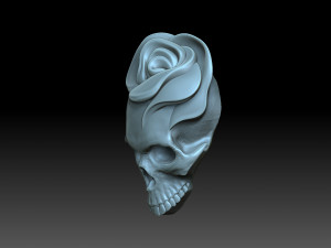 Bas-relief skull with a rose Modello di stampa 3D