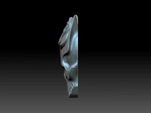 Bas-relief skull with a rose 3D Print Model