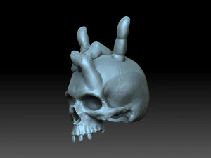 A skull with horns 3D Print Model