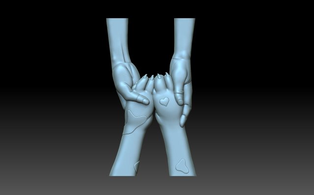 Human hands and dog paws 3D Baskı Modeli .c4d .max .obj .3ds .fbx .stl .blend 