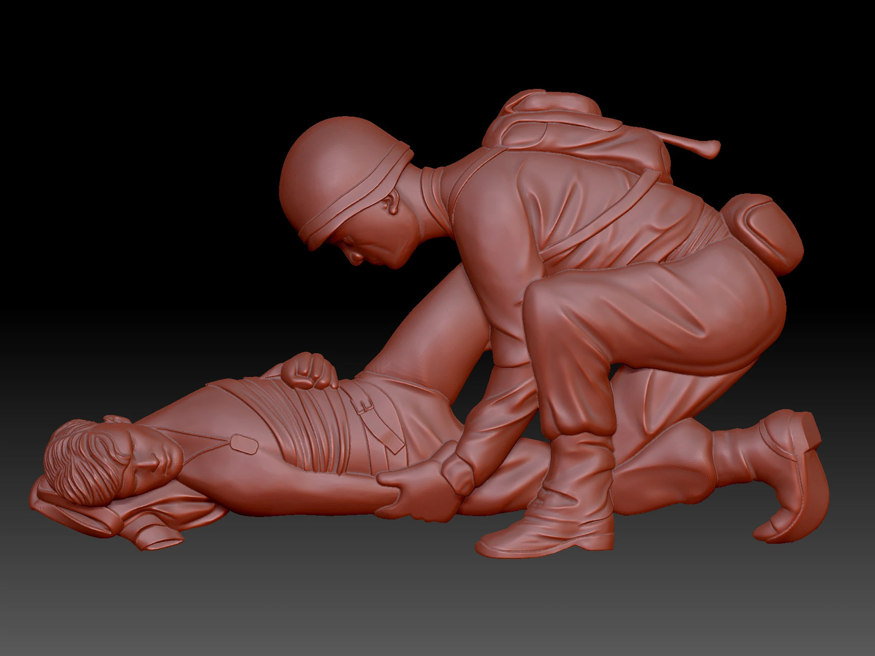 Wounded solider 3D Model .c4d .max .obj .3ds .fbx .stl .blend 