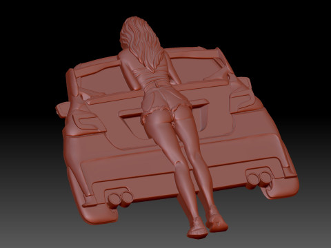 Car and girl 3D 모델