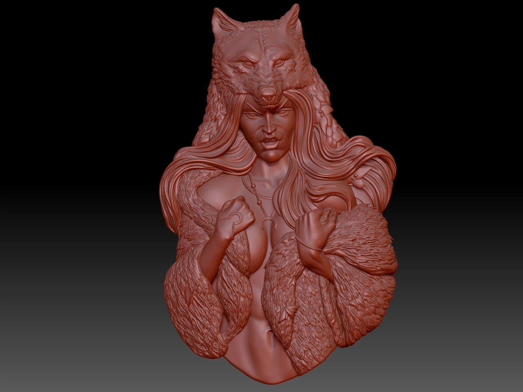 Wolf Woman 3D Model .c4d .max .obj .3ds .fbx .stl .blend 
