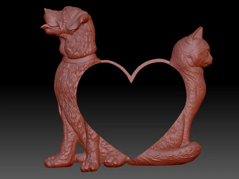 Cane e gatto Modello 3D