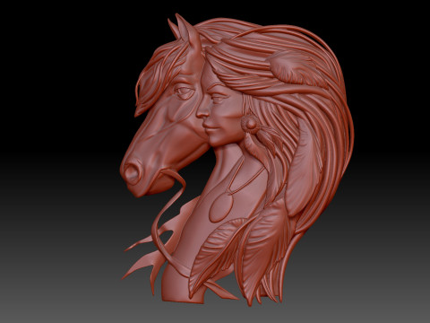 Girl and horse Modèle 3D